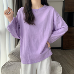 Real price ~ autumn Korean version ins loose and versatile bubble sleeve thin long sleeve round neck T-shirt