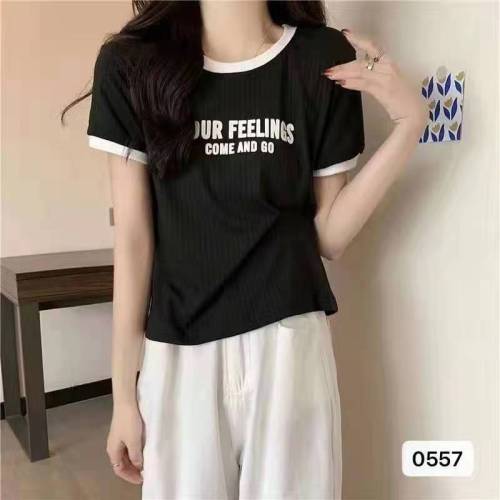 Hong Kong Style t-shirt female short sleeve careful machine new ins style Korean version loose student spring and summer short high waist sweet and spicy top