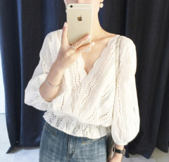 2020 new special customized water soluble embroidery top lace shirt