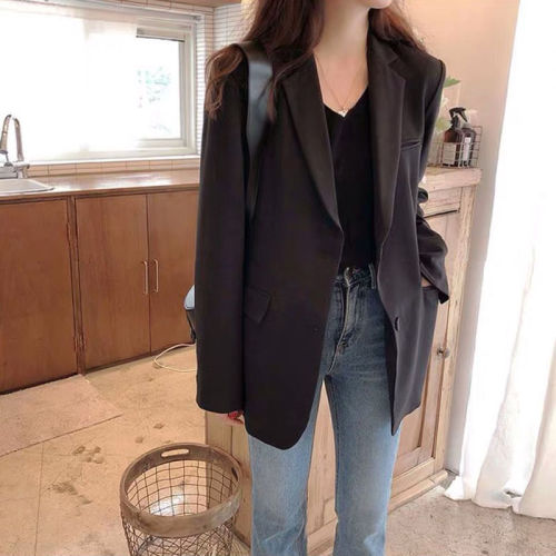 Suit women's top South Korea spring and autumn 2020 ins retro port wind net red design sense small suit coat fashion