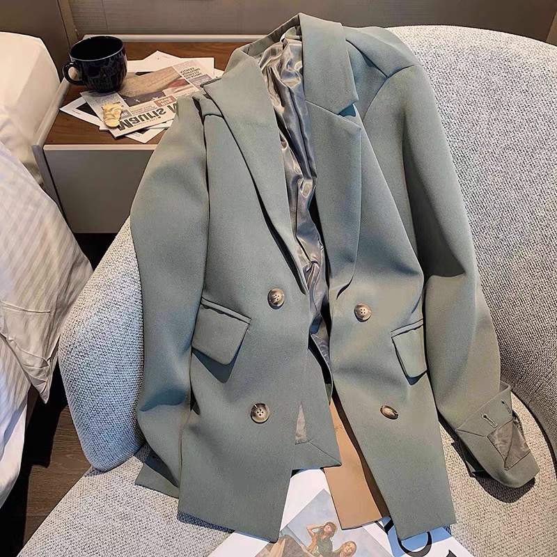 Early spring women's new high-grade grey green suit coat women's spring and autumn design minority suit