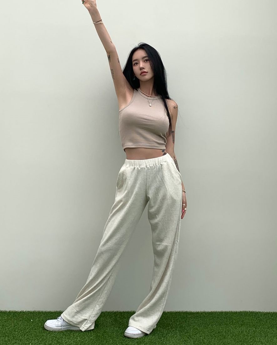 6 colors into the color solid color small terry pants wide-leg pants all-match basic casual sports trousers Korea