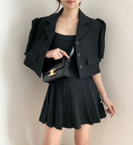 Ins summer style suspender skirt + short and thin small suit coat for women
