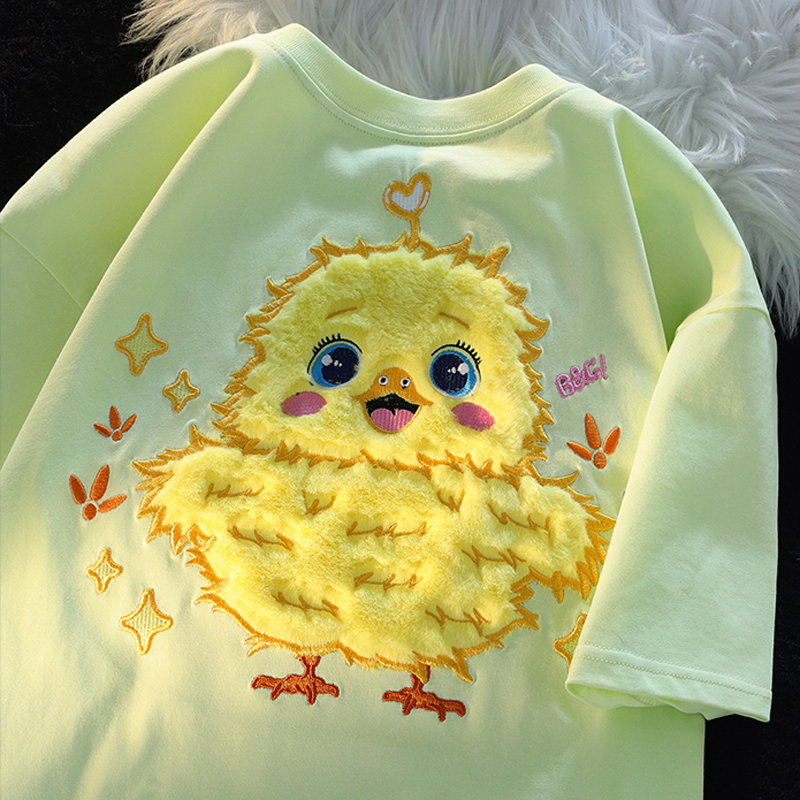 200g pure cotton back bag combed tight new short-sleeved t-shirt female flocking