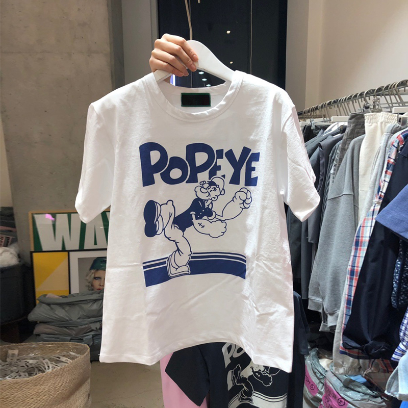 Real price pure cotton wrap collar 2023 summer new 200g pure cotton pull shoulder strip pure cotton short-sleeved T-shirt