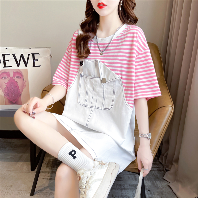 Real shot fried street summer design sense after the bag collar piqué OP collar short-sleeved T-shirt female net red with the same paragraph fat MM top