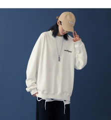 Winter and autumn 2020 cashmere and thickened winter Korean version of Harajuku style simple letter printed hooded sweater women's ancient works