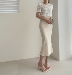 Retro Mid length high waist hip fishtail skirt summer skirt straight skirt