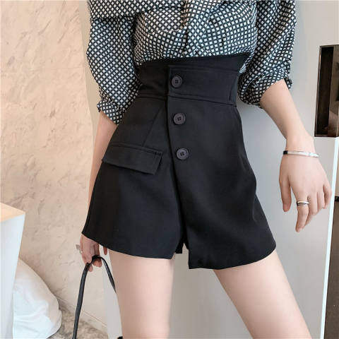 Suit pants wide leg skirt pants women's summer 2022 new slim high waist irregular shorts skirt slim A-line skirt pants