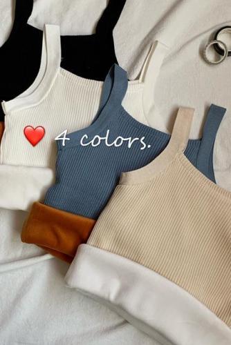 2020 new plush and thickened thermal suspender vest for women's autumn wear tight knit bottomless top