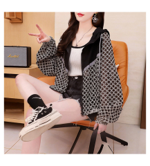 Summer dress Korean version 100% polyester stitching casual Zip Cardigan drying clothes large women's Jacket Women