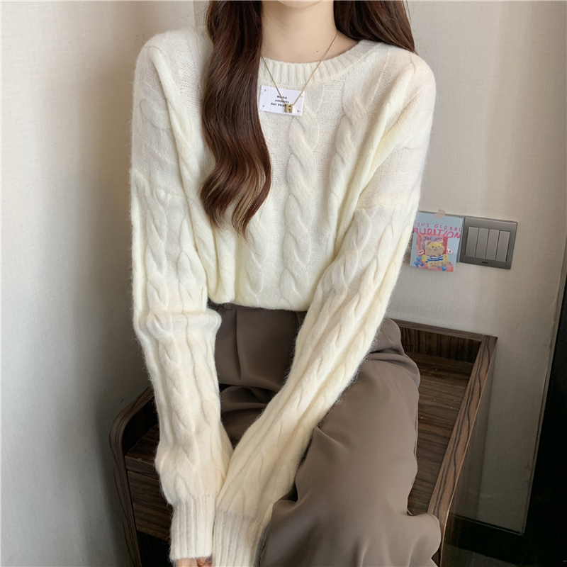 Real price new fashion round neck twist sweater thick women