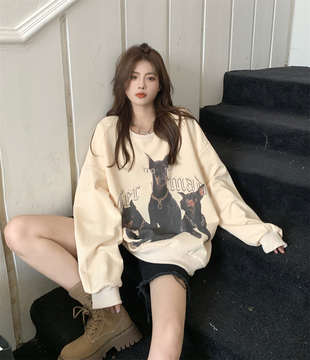 Real shot big fish scale thin sweater women's round neck printed back wrap long-sleeved top autumn clothes