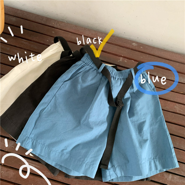 Pure cotton official pure cotton pants with belt women's summer casual Korean five point wide leg pants