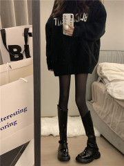 Real shot without price reduction Black mercerized leg artifact plus velvet thick pantyhose black nude stockings fake transparent meat base