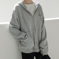 Real shooting of autumn and winter new hooded cardigan sweater women's Korean loose and versatile coat leisure coat Han coat