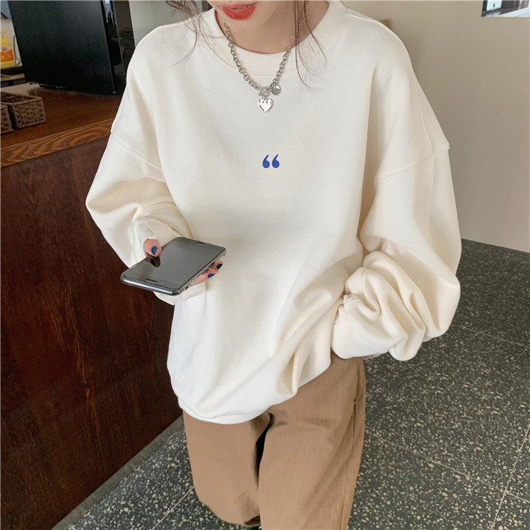 Official picture Real price imitation cotton/fish scale/205g autumn simple basic sweatshirt women's thin loose style