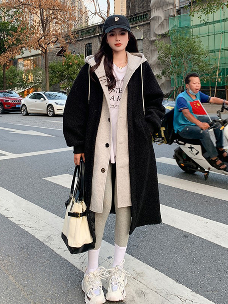 Imitation lamb velvet fake two-piece coat women's autumn and winter new loose high-quality coat