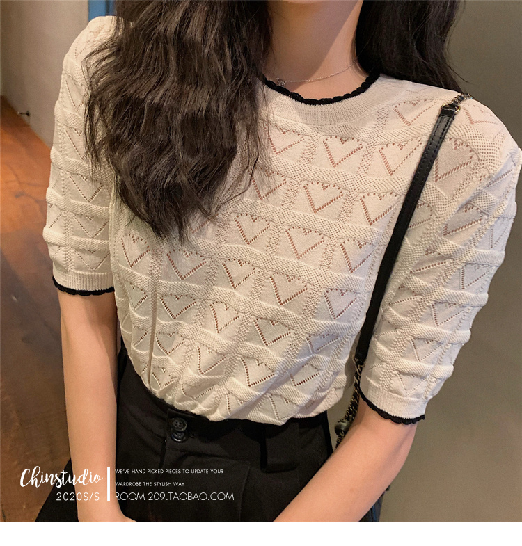 Mrs. Qian Xueli custom lazy short knitting top women's loose and versatile bottoming Pullover