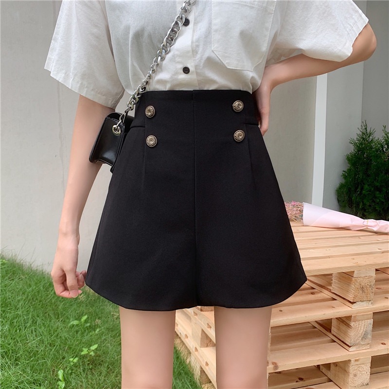 Korean casual suit shorts women's thin 2022 spring and summer new high waist slim and versatile A-shaped wide leg pants