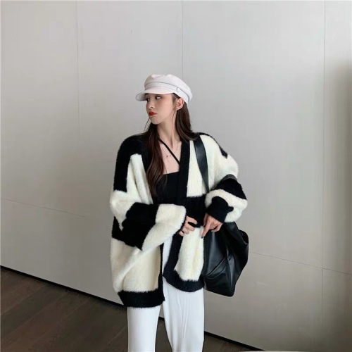 Autumn and winter Korean version plus size women's fat sister loose oversized lazy mohair sweater coat