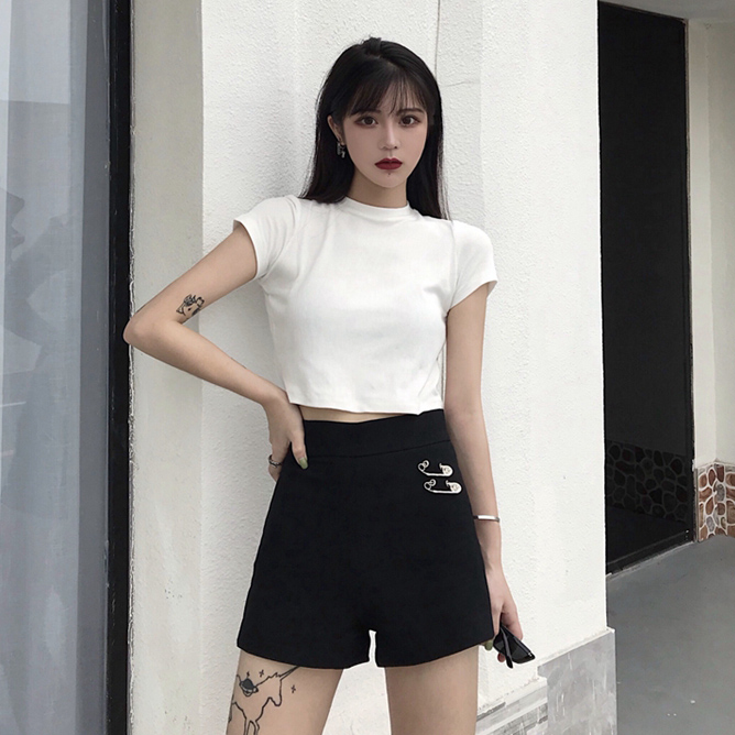 White short sleeve T-shirt women's 2021 new spring tight bottoming shirt with INS short hot girls' summer clothes