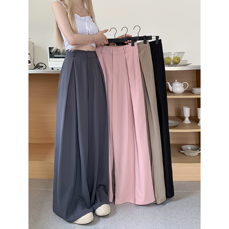Photographed! 2024 Loose Design Style Women's Wide Leg Pants Casual High-Waisted Drape Floor-Length Pants