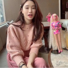 Korean autumn and winter new fashion small fragrance sweet hemp pattern knitted sweater