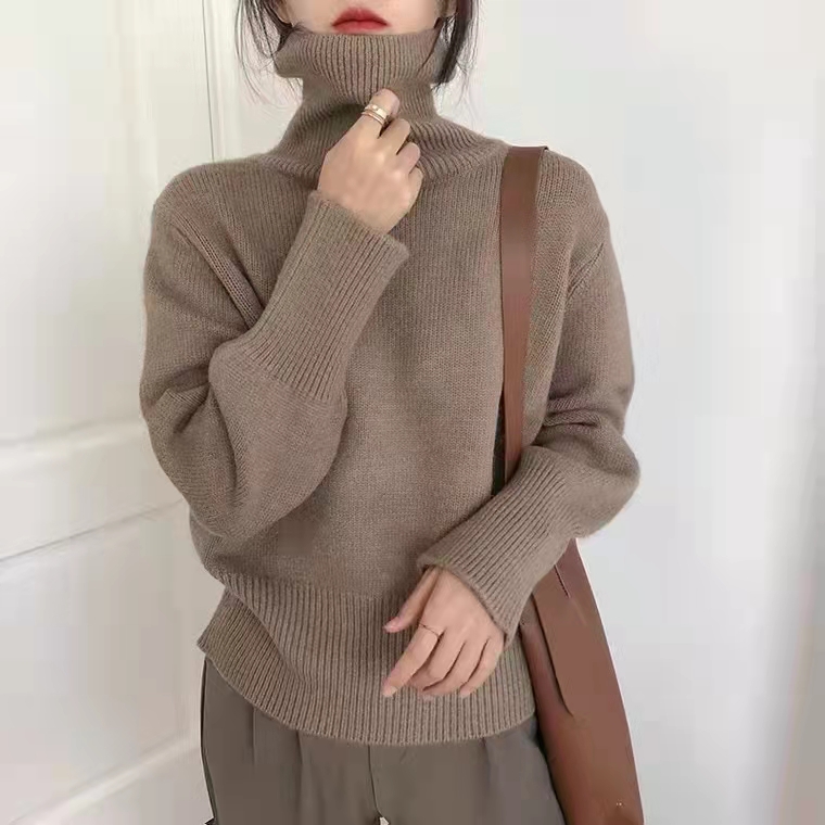 Lazy wind high neck sweater women's autumn winter retro Japanese loose outer wear spring and autumn 2021 New Retro thickened top