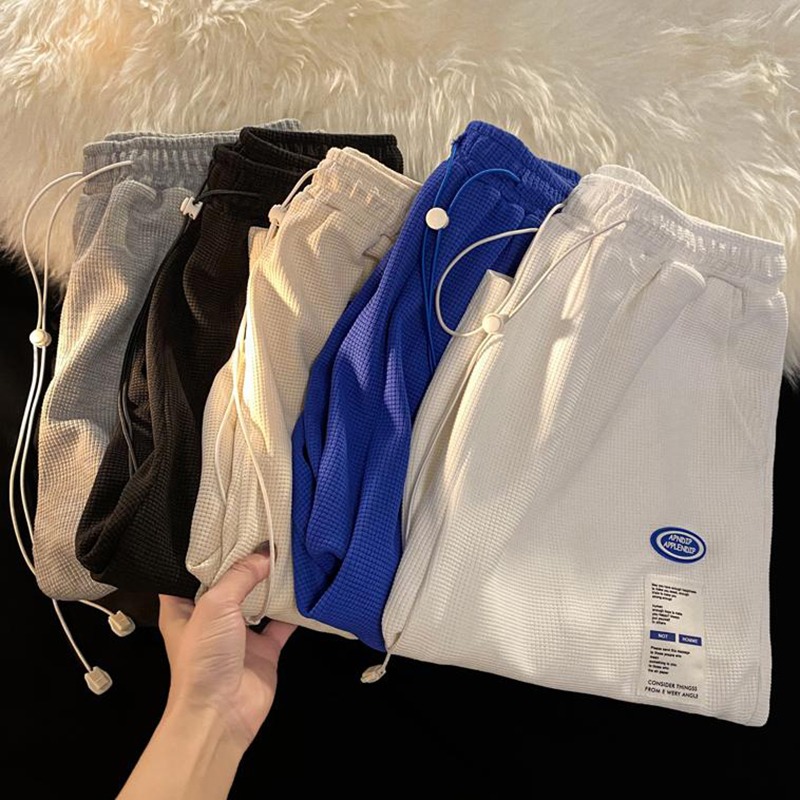 Waffle shorts men's summer new high-end loose sports five point pants Hong Kong Style ins trend casual pants
