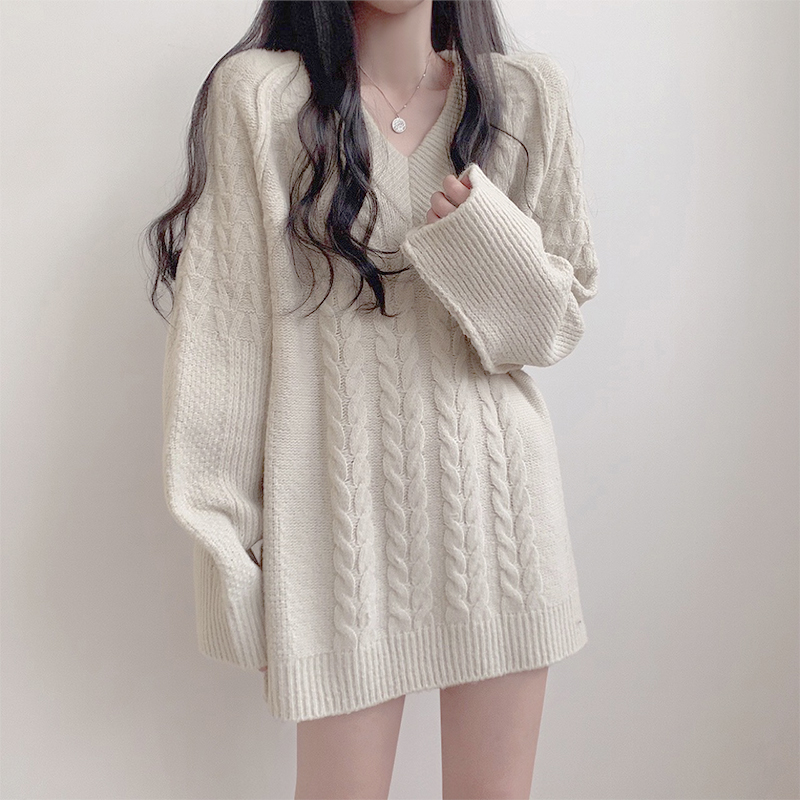 Real price twist medium long wool dress women's foreign style retro solid color versatile lower body missing sweater