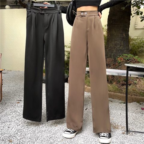 Wide leg pants women's 2022 new Korean high waist drooping suit pants retro casual pants