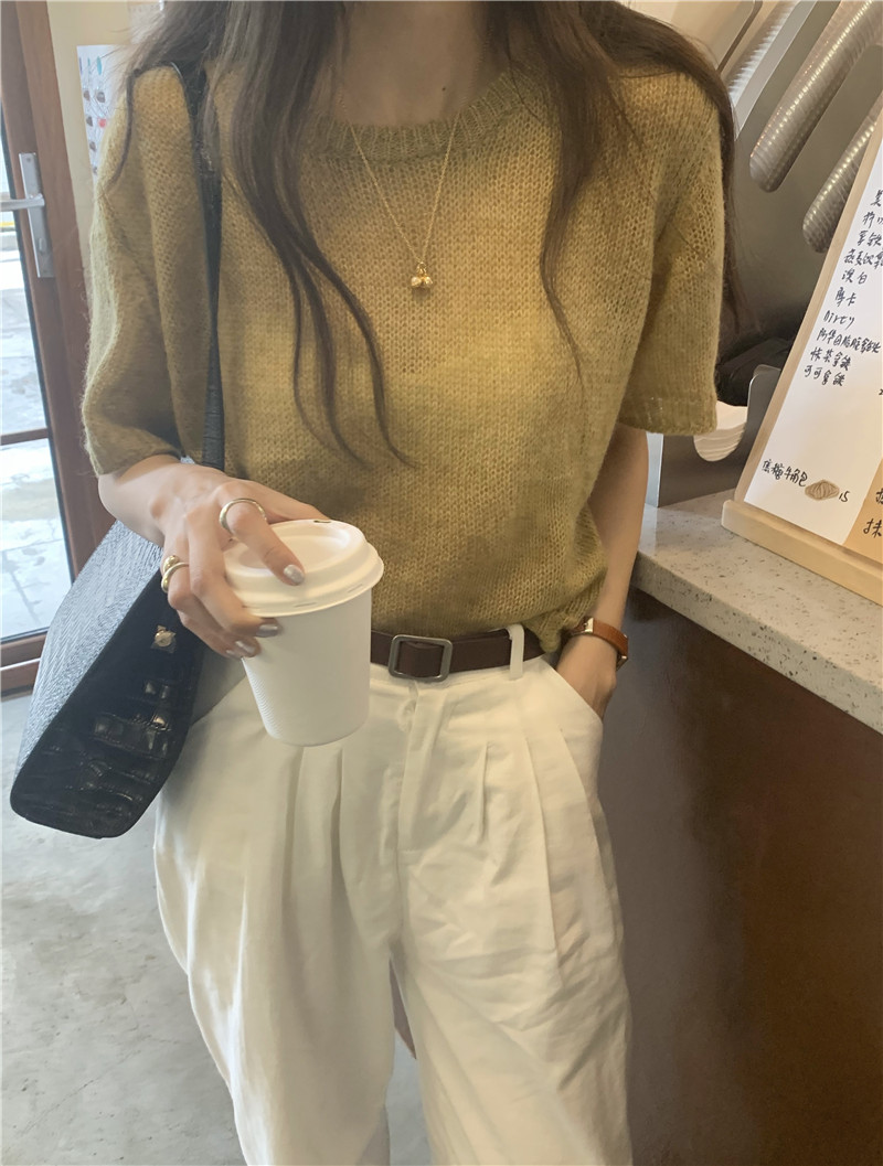 Real price chic Korean style candy color lazy soft waxy sweater