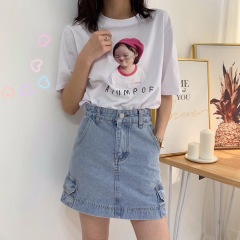 ! Fashionable and individual locomotive style is thin and versatile. Wash water denim skirt has lining and light proof