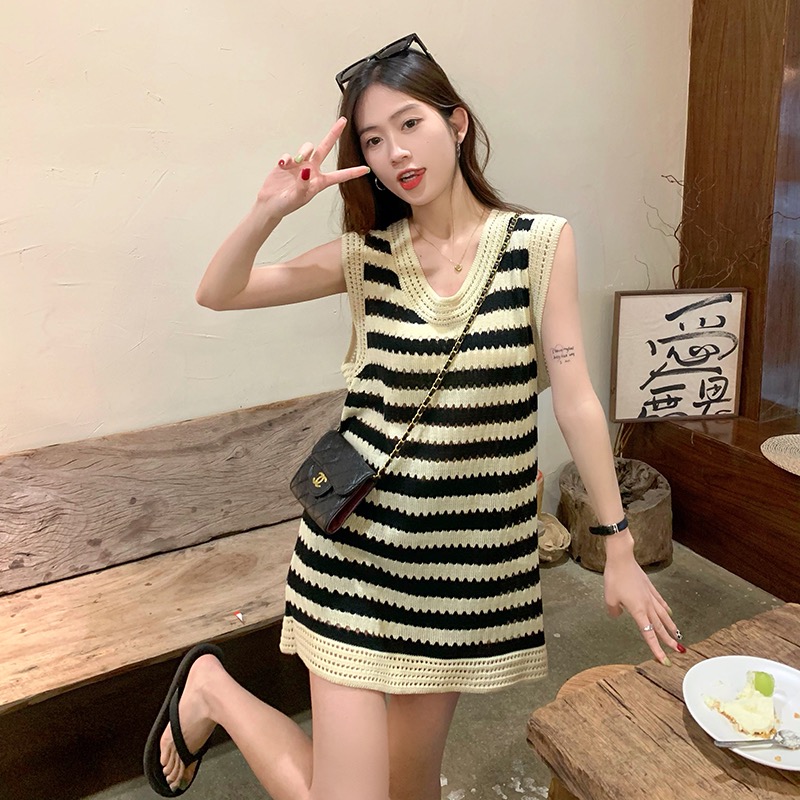 Korean small man pure desire style sleeveless dress female summer Spice Girl tank top skirt high sense short Knit Skirt