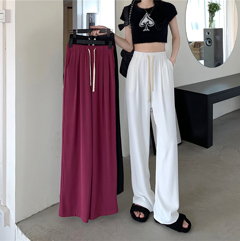 Suit pants women's thin pants design feeling high waist trousers hanging feeling wide leg pants loose floor pants casual pants in summer