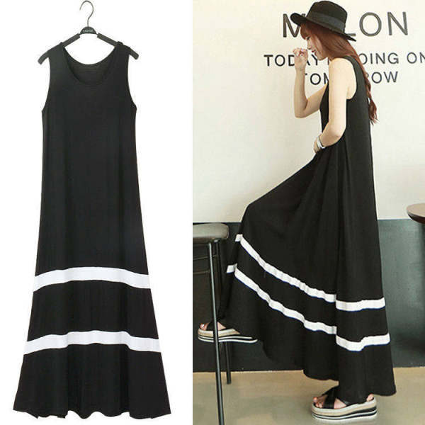2022 summer and Autumn New Korean version loose sleeveless round neck Pullover large swing skirt vest knee length skirt dress women