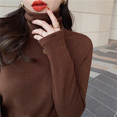 Heap collar bottoming shirt women's autumn and winter 2023 new style thickened foreign style black high-necked cashmere warm top