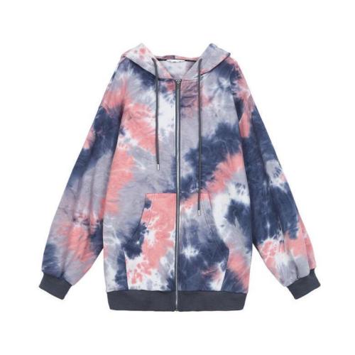 High street style tie dyed women's middle and long sleeve top fashion in autumn 2020
