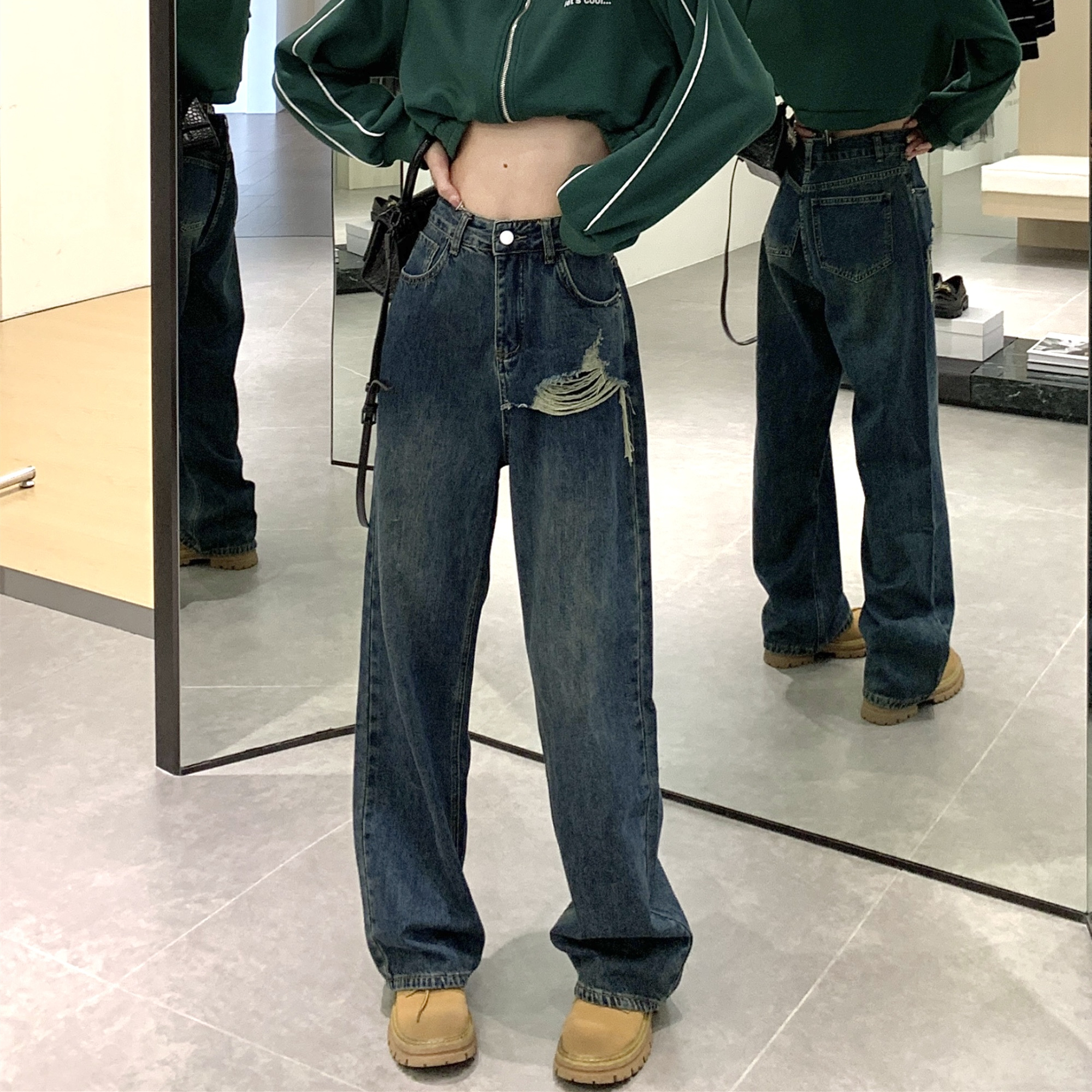 Real price Loose wide-legged thin all-match jeans