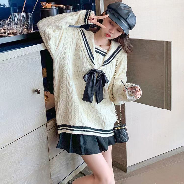 Spring women's new 2022 clothes female students Korean version loose outer wear age-reducing sweater lazy female jk uniform trend