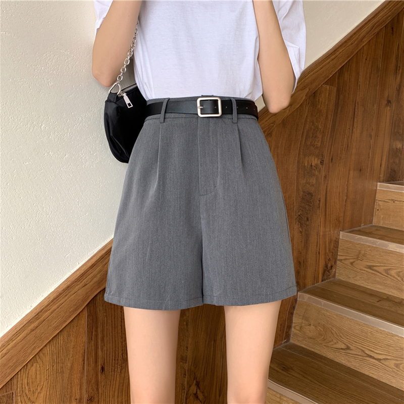 Belt free summer 2022 new fashion high waist casual straight pants small loose thin shorts women