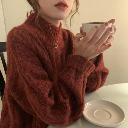 Pullover Korean Red Christmas Round Neck Outer Wear Versatile Loose and Thin 2021 New Twist Knitted Sweater Women