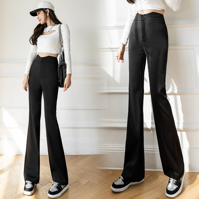 Actual shooting of flared trousers of new leisure suit in spring 2022 women's drooping feeling, high waist, thin and small pants
