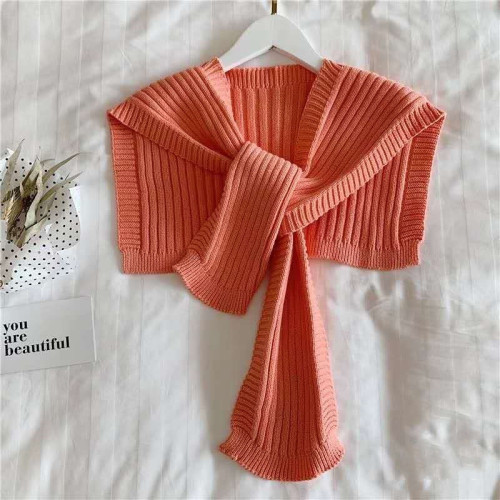 Simple pit stripe knitted shawl knot in summer, wear various kinds of false collar small Cape scarf in autumn