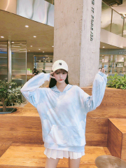Photo ා spring and autumn 2020 new hooded sweater women's loose Korean lazy tie dye top coat