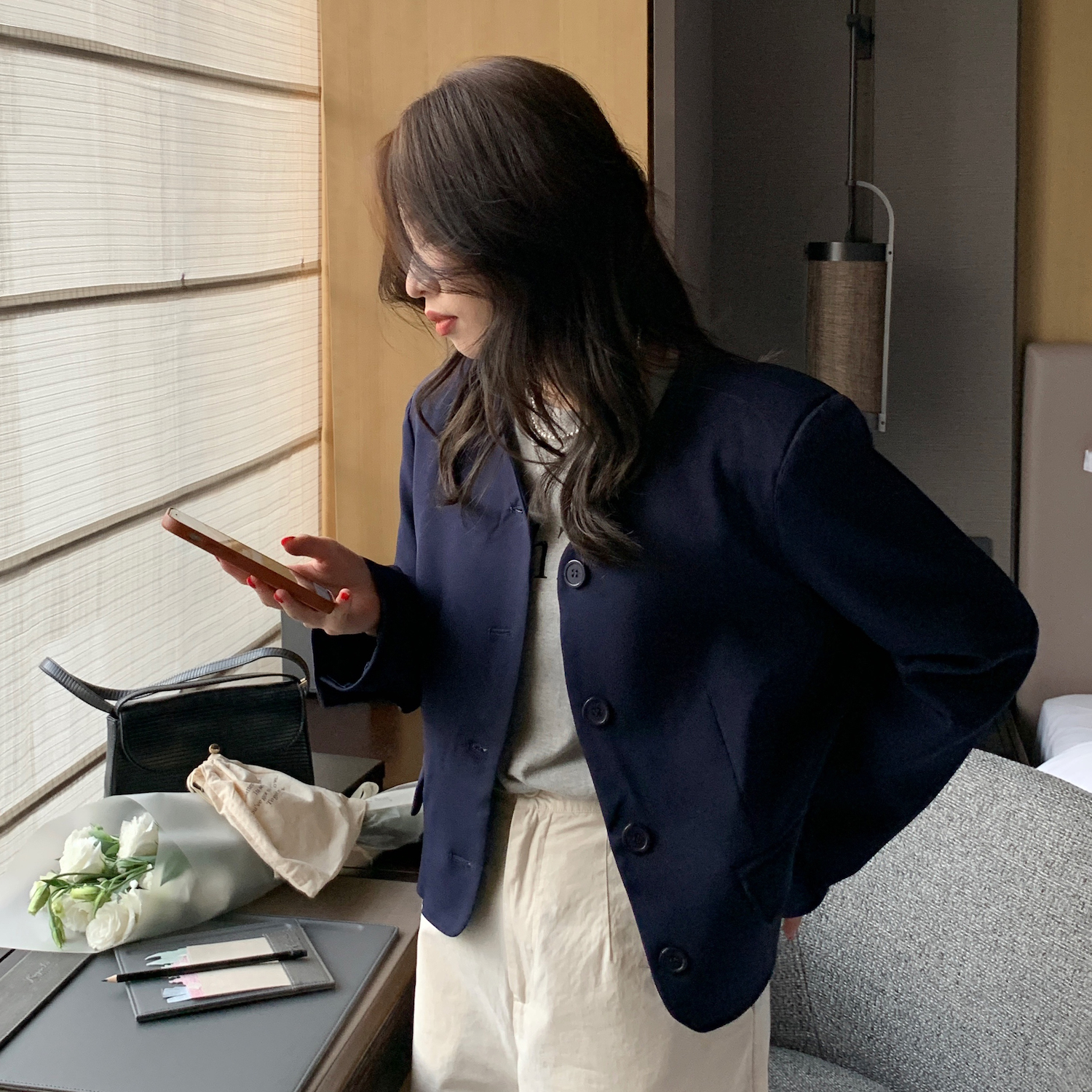 Real shooting temperament small woman versatile short coat