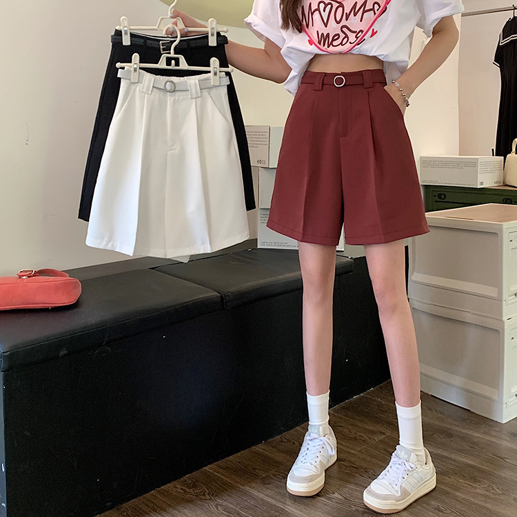 Summer 2023 new high-waist slim suit wide-leg pants drape five-point casual pants women