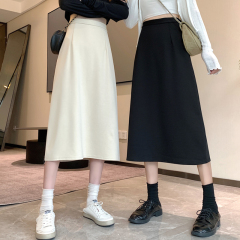 Guantu 100% fiber medium length A-line skirt with crotch covered and split