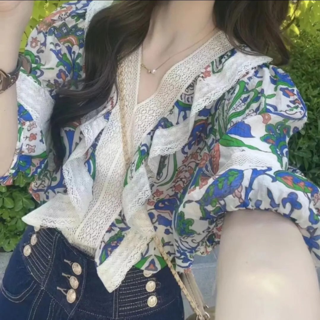 Yi Ren Xi'an shirt thin print loose